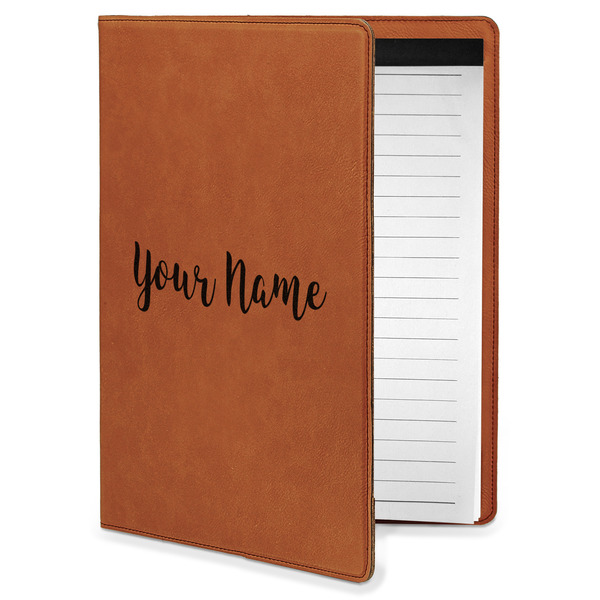 Custom Script Name Leatherette Portfolio with Notepad - Small - Double-Sided (Personalized)