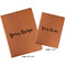 Script Name Cognac Leatherette Portfolios with Notepads - Compare Sizes