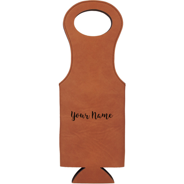 Custom Script Name Leatherette Wine Tote - Double-Sided (Personalized)