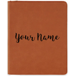 Script Name Leatherette Zipper Portfolio with Notepad - Double-Sided (Personalized)