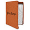 Script Name Cognac Leatherette Zipper Portfolios with Notepad - Main