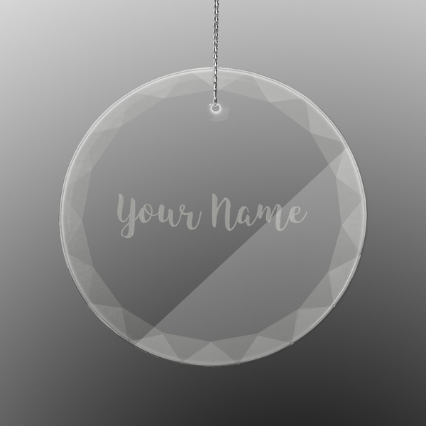 Custom Script Name Engraved Glass Ornament - Round (Personalized)