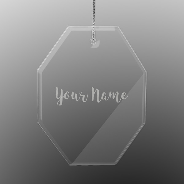 Custom Script Name Engraved Glass Ornament - Octagon (Personalized)