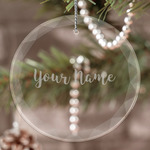 Script Name Engraved Glass Ornament (Personalized)