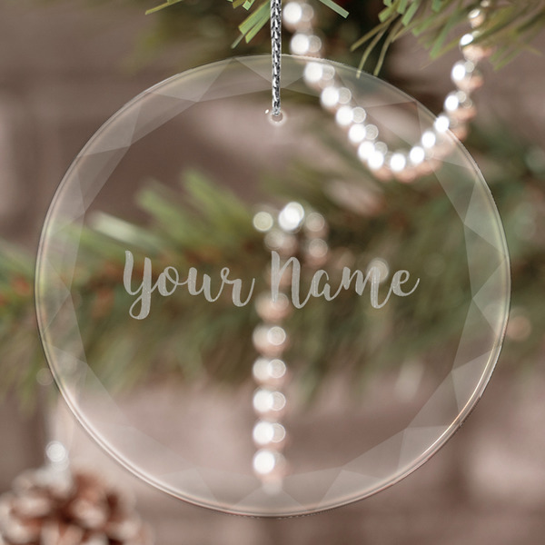 Custom Script Name Engraved Glass Ornament (Personalized)
