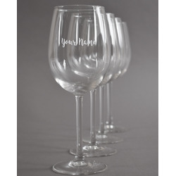 Script Name Wine Glasses - Laser Engraved - Set of 4 (Personalized)