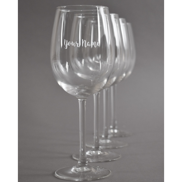 Custom Script Name Wine Glasses - Laser Engraved - Set of 4 (Personalized)