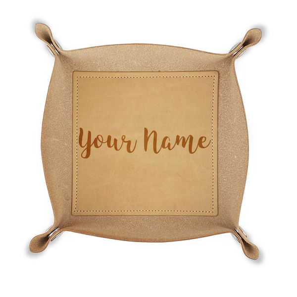 Custom Script Name Genuine Leather Valet Tray (Personalized)