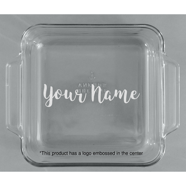 Script Name Glass Cake Dish - 8"x8" - Approval
