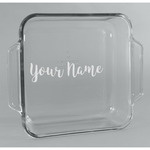 Script Name Glass Cake Dish - 8in x 8in (Personalized)