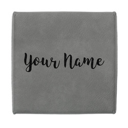 Script Name Jewelry Gift Box - Engraved Leather Lid (Personalized)