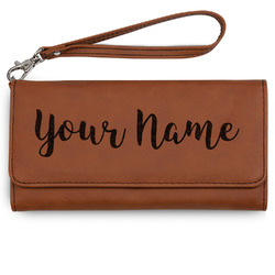 Script Name Ladies Leatherette Wallet - Laser Engraved - Rawhide (Personalized)