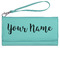 Script Name Ladies Wallet - Leather - Teal - Front View