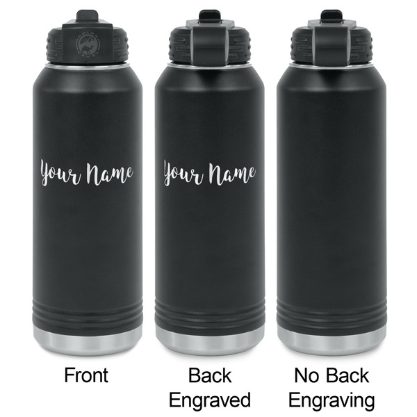 Script Name Laser Engraved Water Bottles - 2 Styles - Front & Back View
