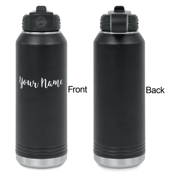 Script Name Laser Engraved Water Bottles - Front Engraving - Front & Back View