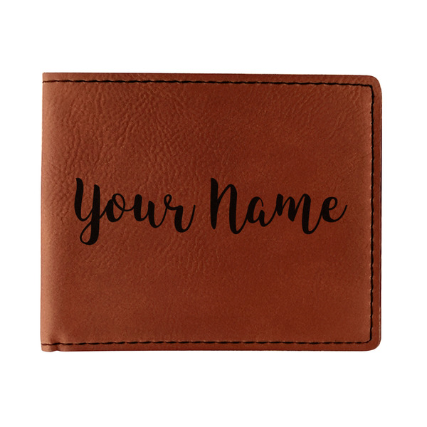 Custom Script Name Leatherette Bifold Wallet - Double-Sided (Personalized)