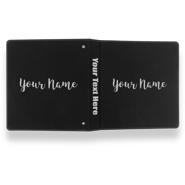 Script Name Leather Binder - 1" - Black- Back Spine Front View