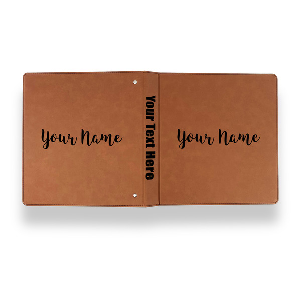 Script Name Leather Binder - 1" - Rawhide - Back Spine Front View