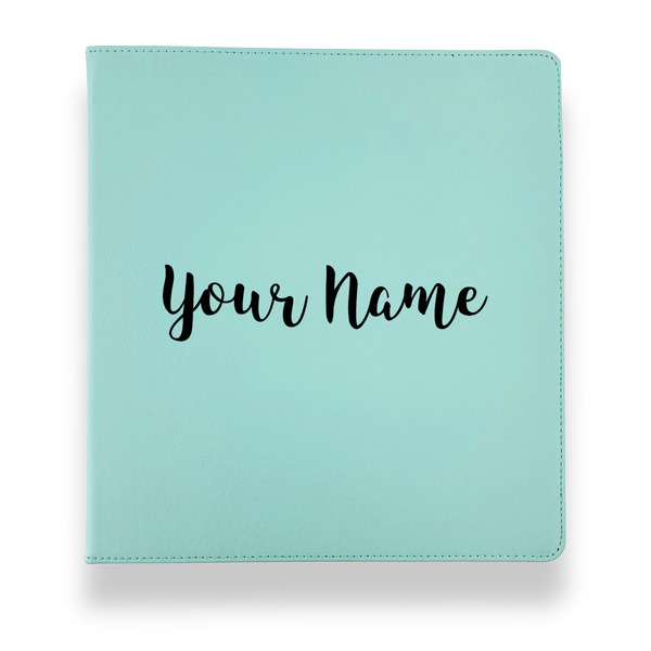 Custom Script Name Leather Binder - 1" - Teal (Personalized)