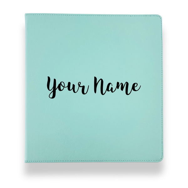 Script Name Leather Binders - 1" - Teal - Front View