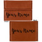 Script Name Leather Business Card Holder - Front Back