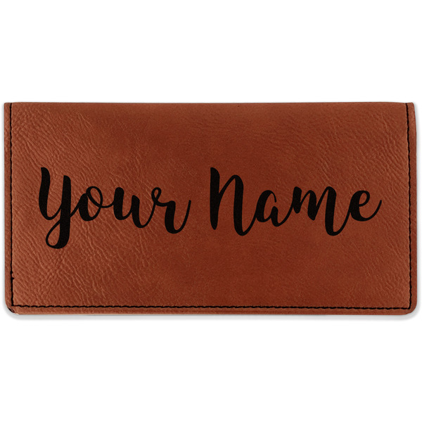 Custom Script Name Leatherette Checkbook Holder - Double-Sided (Personalized)