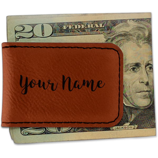 Custom Script Name Leatherette Magnetic Money Clip (Personalized)