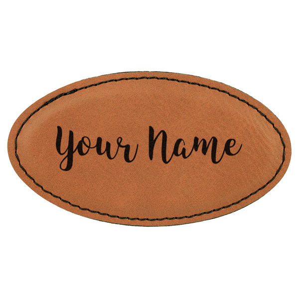 Custom Script Name Leatherette Oval Name Badge with Magnet (Personalized)