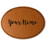 Script Name Faux Leather Iron On Patch - Oval (Personalized)