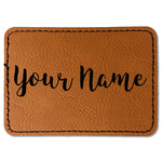 Script Name Faux Leather Iron On Patch - Rectangle (Personalized)