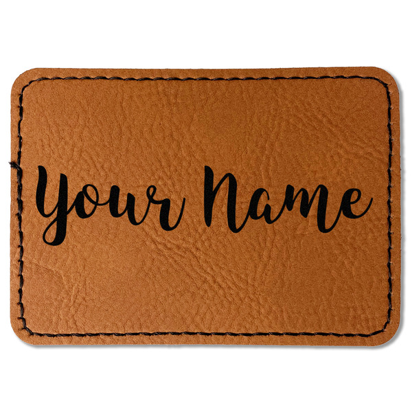 Custom Script Name Faux Leather Iron On Patch - Rectangle (Personalized)