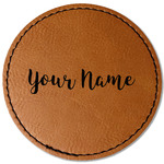 Script Name Faux Leather Iron On Patch - Round (Personalized)