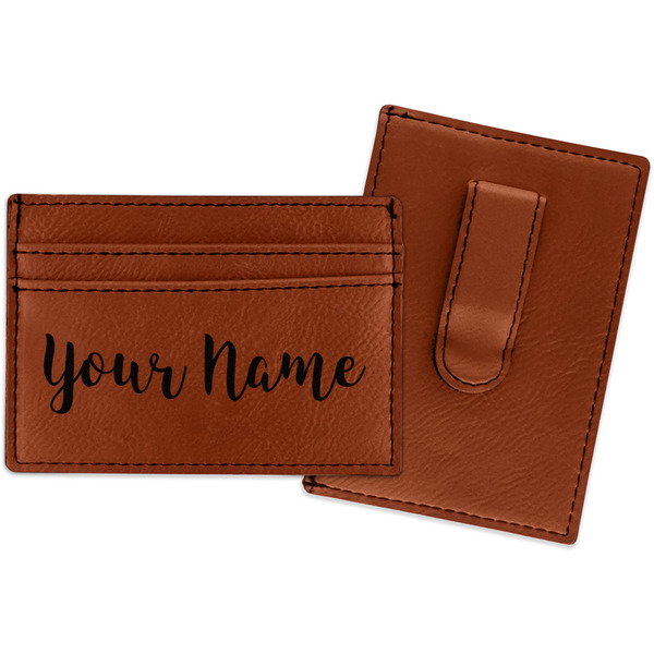 Custom Script Name Leatherette Wallet with Money Clip (Personalized)