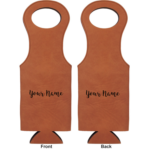Script Name Leatherette Wine Tote Double Sided - Front and Back