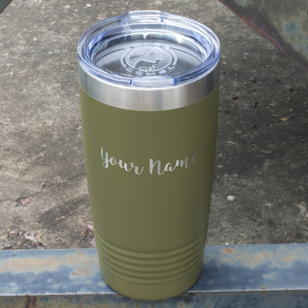 Script Name Olive Polar Camel Tumbler - 20oz - Angled