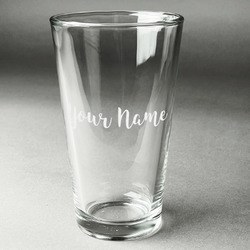 Script Name Pint Glass - Laser Engraved - Single (Personalized)