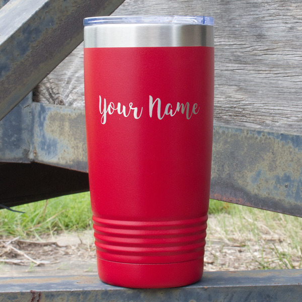 Custom Script Name 20 oz Stainless Steel Tumbler - Red - Double-Sided (Personalized)