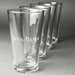 Script Name Pint Glasses - Laser Engraved - Set of 4 (Personalized)