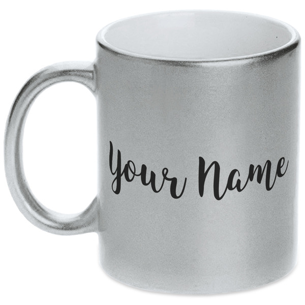 Custom Script Name Metallic Silver Mug (Personalized)