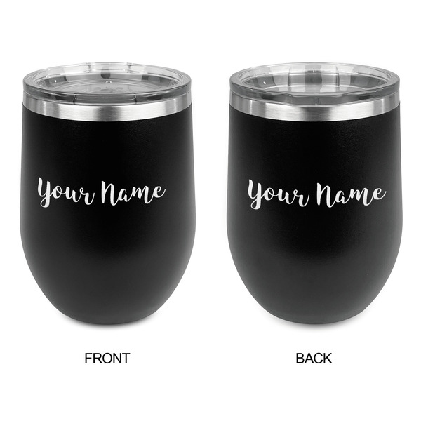 Script Name Stainless Wine Tumblers - Black - Double Sided - Approval