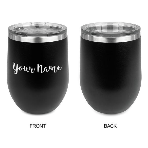 Script Name Stainless Wine Tumblers - Black - Single Sided - Approval