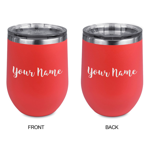 Script Name Stainless Wine Tumblers - Coral - Double Sided - Approval