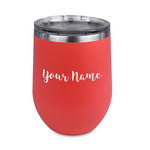 Script Name Stemless Stainless Steel Wine Tumbler - Coral - Double-Sided (Personalized)