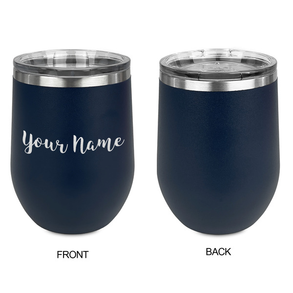 Script Name Stainless Wine Tumblers - Navy - Single Sided - Approval