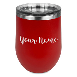 Script Name Stemless Stainless Steel Wine Tumbler - Red - Double-Sided (Personalized)