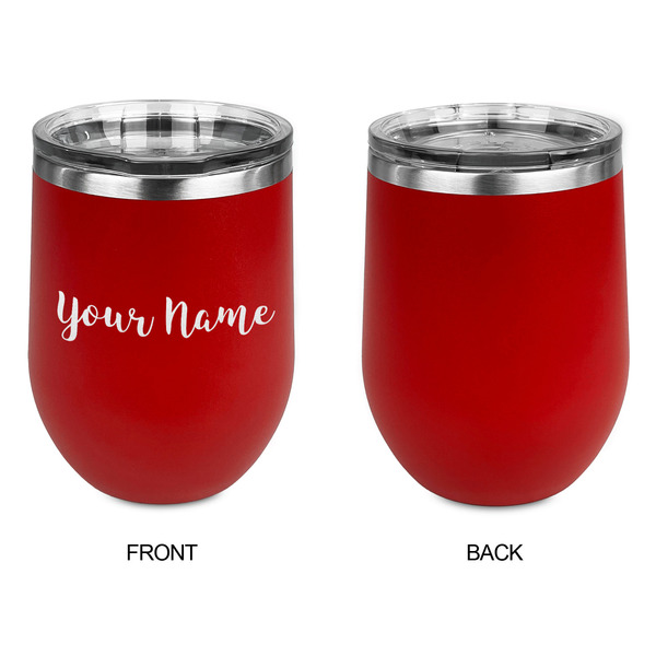 Script Name Stainless Wine Tumblers - Red - Single Sided - Approval