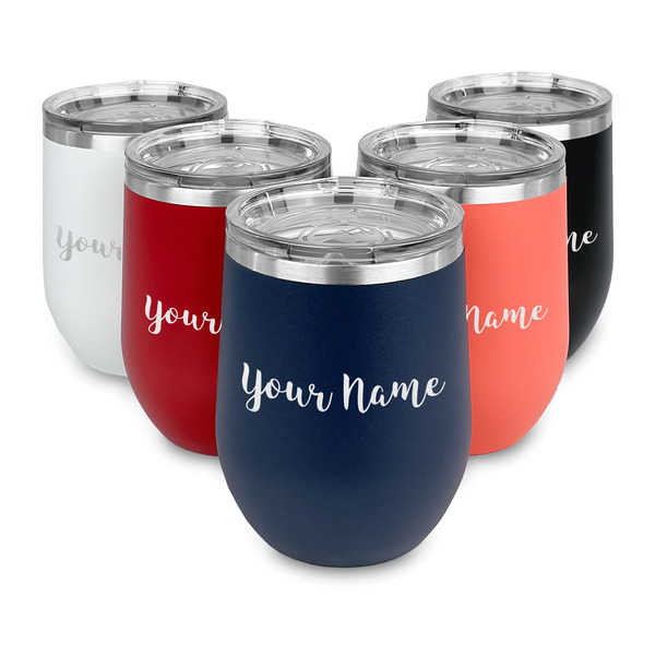 Script Name Steel Wine Tumblers Multiple Colors