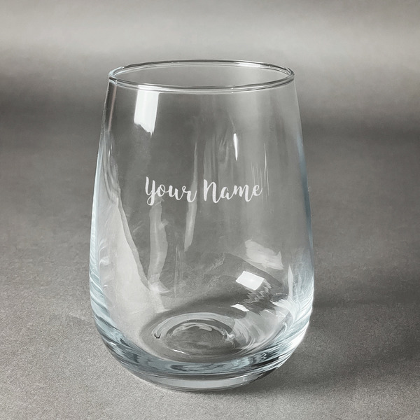 Custom Script Name Stemless Wine Glass - Laser Engraved- Single (Personalized)