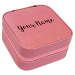 Script Name Travel Jewelry Boxes - Pink Leather (Personalized)