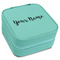 Script Name Travel Jewelry Boxes - Leatherette - Teal - Angled View
